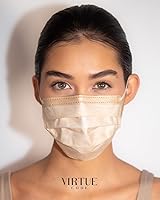 Vista 4 de VIRTUE CODE On The Go - Mascarillas curvas, suaves de 3 capas, cómodas, 50 mascarillas desechables
