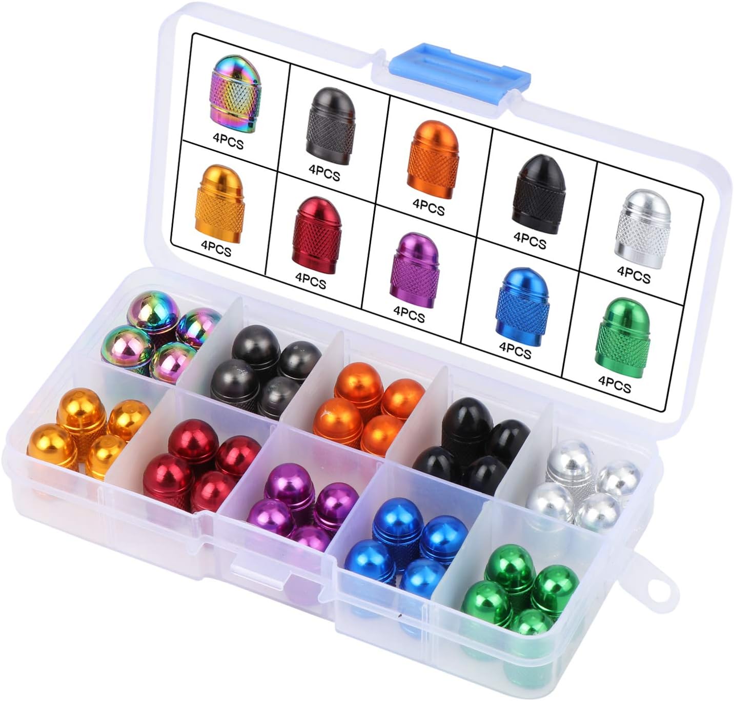 Fippy 40PCS Bike Dust Caps Tire Valve Stem Caps Aluminium Alloy Bullet Car Dustproof Caps,Tyre Valve Dust Caps Car, Motorbike, Trucks, Universal Tyre Valve Covers