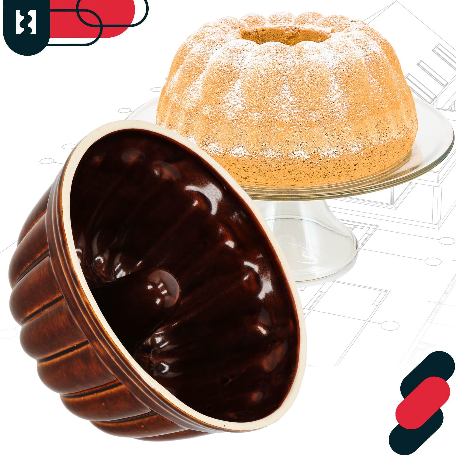KOTARBAU® Keramik Gugelhupfform Backform für Gugelhupf aus Steinzeug Runde Backform Kuchenform Keramikbackform Ø 27 mm