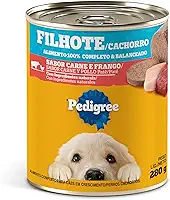 Pack de Ração Úmida Pedigree Lata Patê de Carne e Frango para Cães Filhotes 280 g - 24 unidades