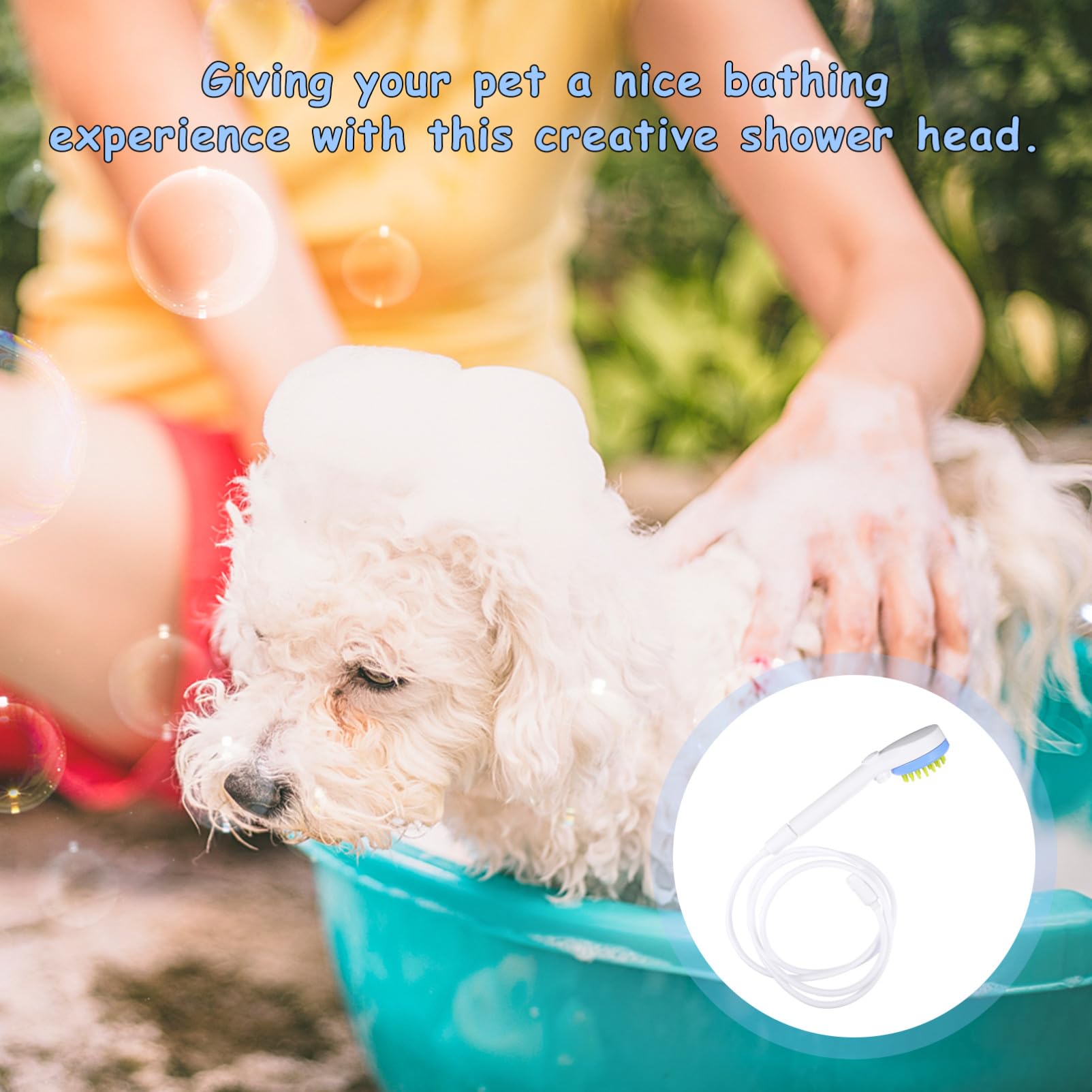 Rociador de Ducha para Perros con Cepillo Multi-funcional de Abs, Accesorio Cómodo Cuidado de Mascotas y Limpieza Eficaz de Patas