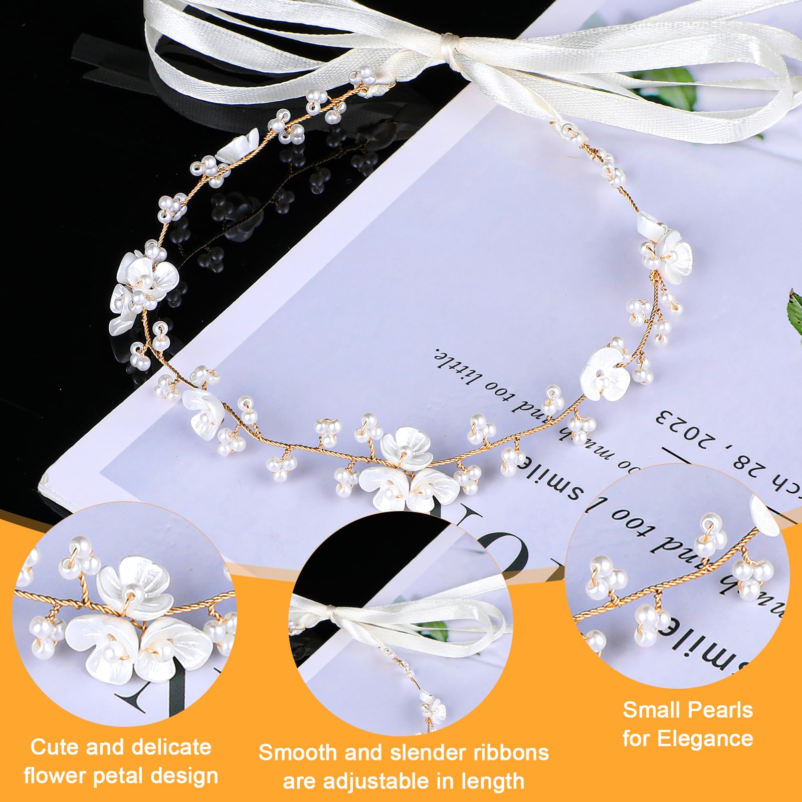 Couronne De Fleurs Et Bracelet WUSJCOF - Serre-tête Enfant Mariage Communion (Cristaux, Perles, Argent)