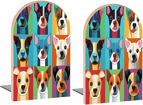 Miniatura 6 de Sujetalibros decorativos de madera con diseño de rana linda para libros, libros, DVD, 1 par2 piezas (5 x 3.1 pulgadas)