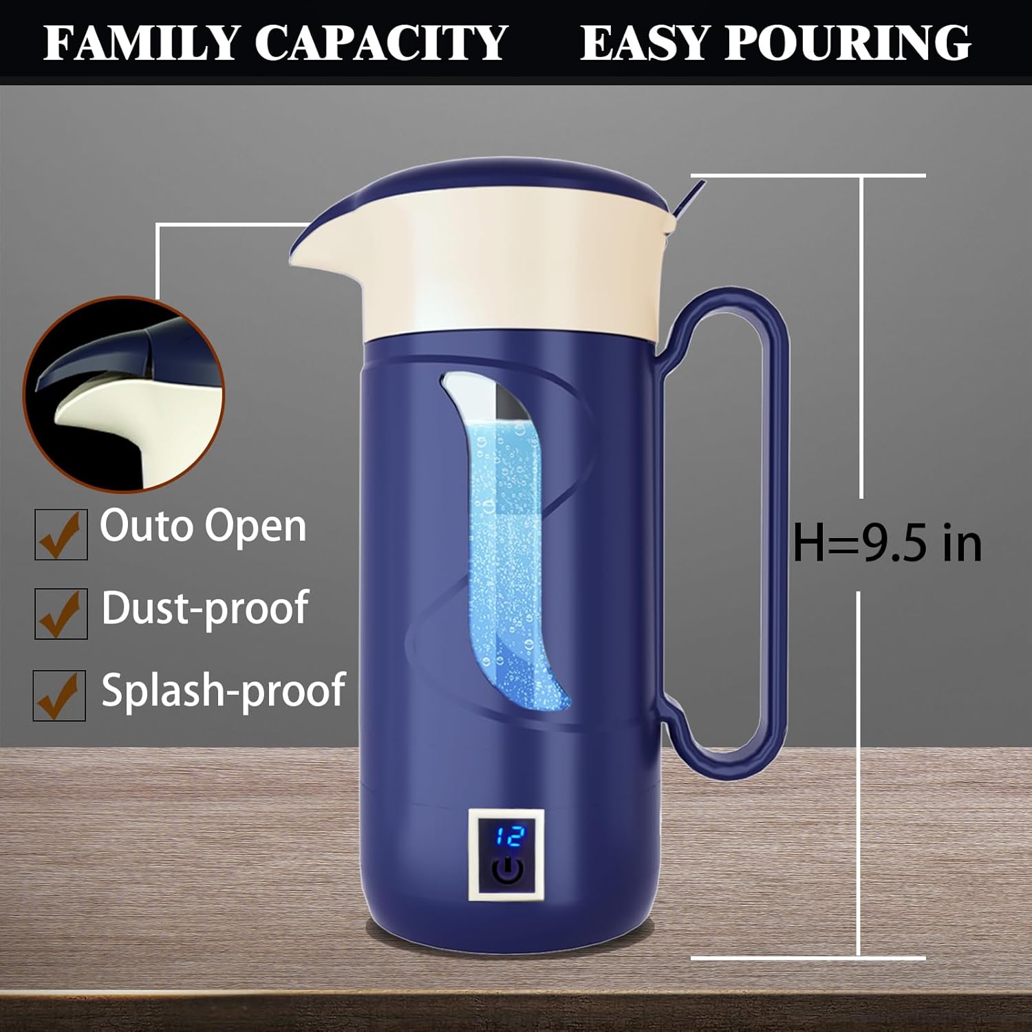Hydrogen Water Bottle Hydrogen Alkaline Water Generator Ionizer Hydrogen Water Maker Machine with SPE and PEM Technology (Dutch Blue)