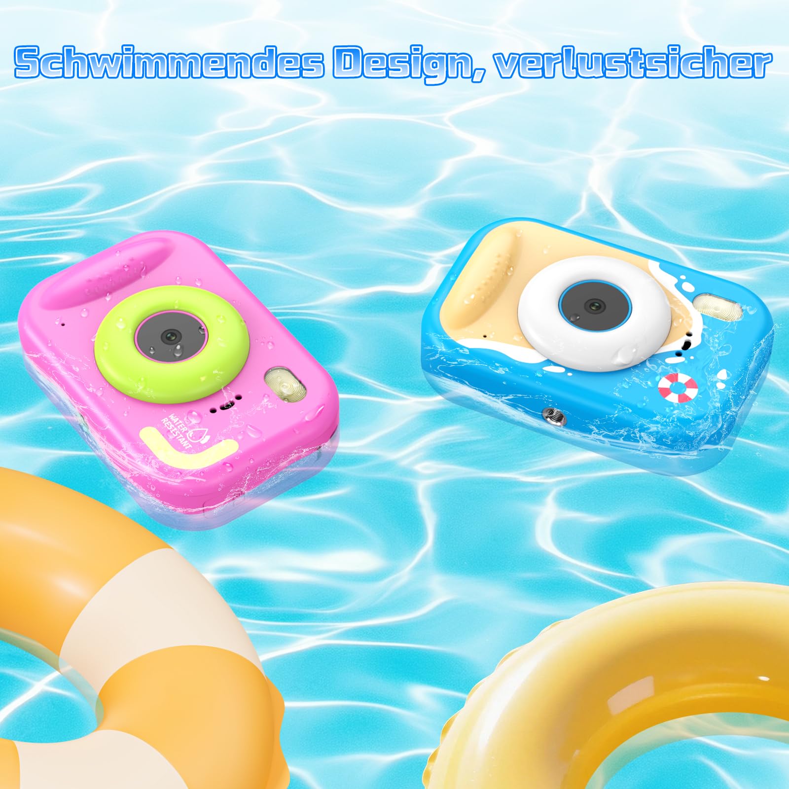 Unterwasserkamera Kinder, 10M/32.8FT Kinderkamera wasserdichte Kamera Kinder mit 2,4" Bildschirm, 32GB-Karte, Notfall-LED-Blitz, 1080P Fotoapparat Kinder Geschenk für 3-12 Jahre Mädchen Jungen