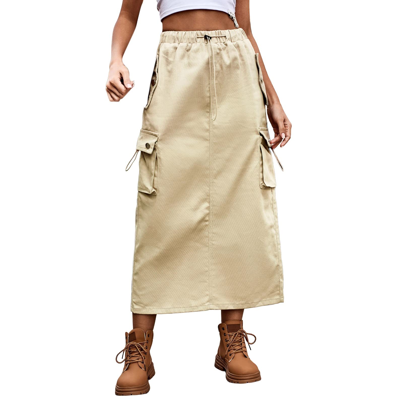 OCCOKO Cowgirl Work Skirt with Drawstring Design