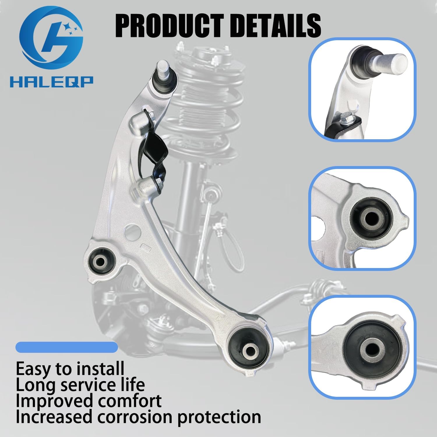 10 PCS Front Suspension Kit Lower Control Arm Ball Joint Front Sway Bar Links Inner & Outer Tie Rod Bellows Boots Replacement for 2007-2013 Nissan Altima