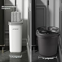 Vista 7 de JOYMOOP Juego de mopa y cubo con escurridor, mopa y cubo de piso plano sin manos, mopa de 60" con 3 almohadillas de microfibra reutilizables, uso