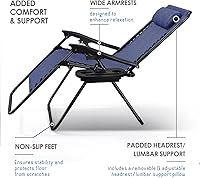 Vista 6 de Nestl Zero Gravity - Juego de 4 sillas de patio al aire libre con almohadas y bandejas portavasos, silla de campamento reclinable de malla de acero