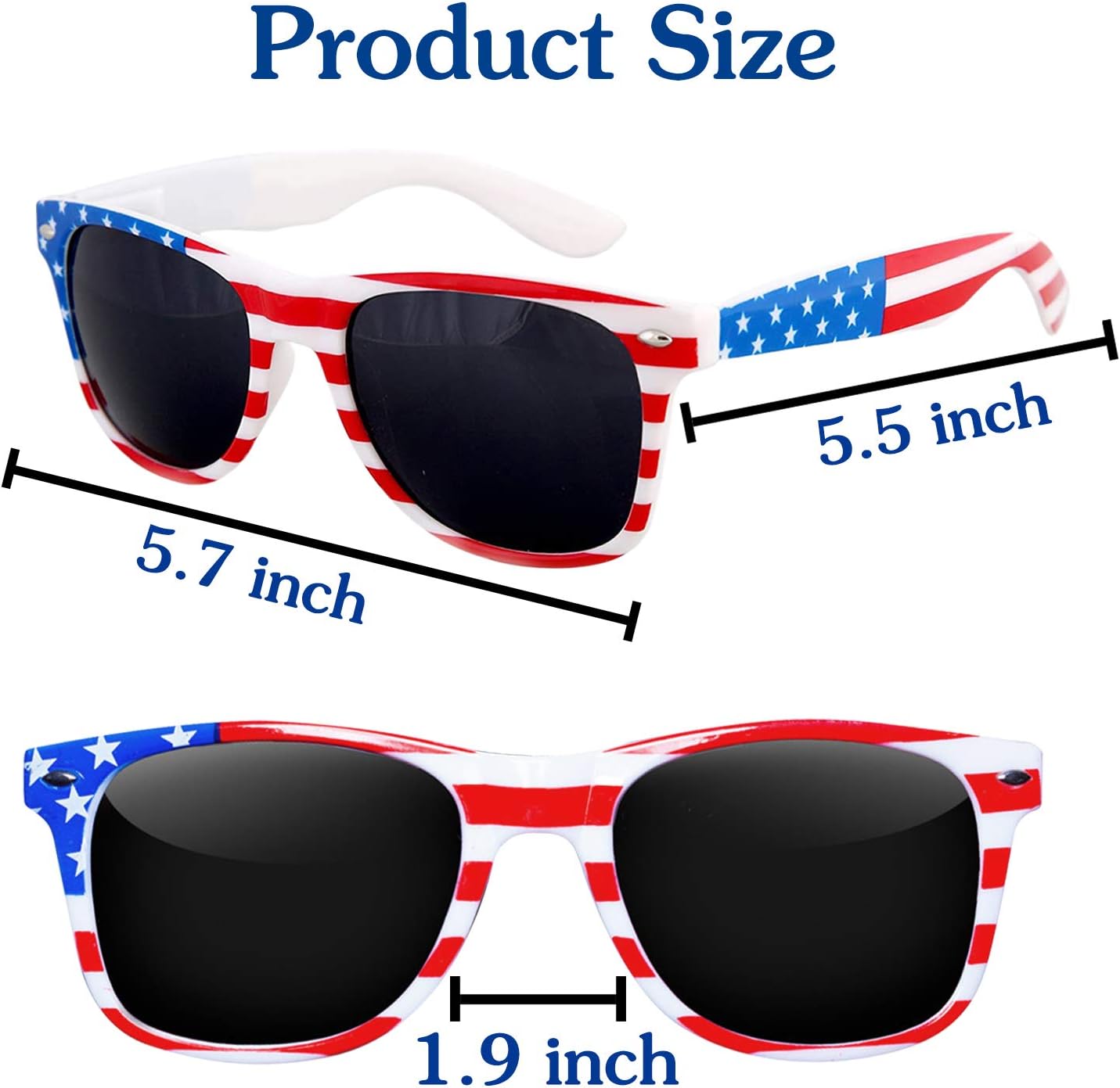 12 Pairs American Flag Sunglasses UV400, 4th of July Accessories Patriotic Red White and Blue Sunglasses Fourth of July Party Supplies USA Favors for Women Men Independence Day Memorial Day - Image 3