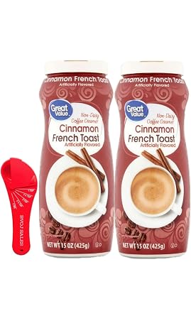 Coffee Creamer Bundle. Includes Two 2 15 oz bottle of Great Value Cinnamon French Toast Coffee Creamer and 1 BVOJ SALES Adjustable Measuring Spoon Cinnamon French Toast