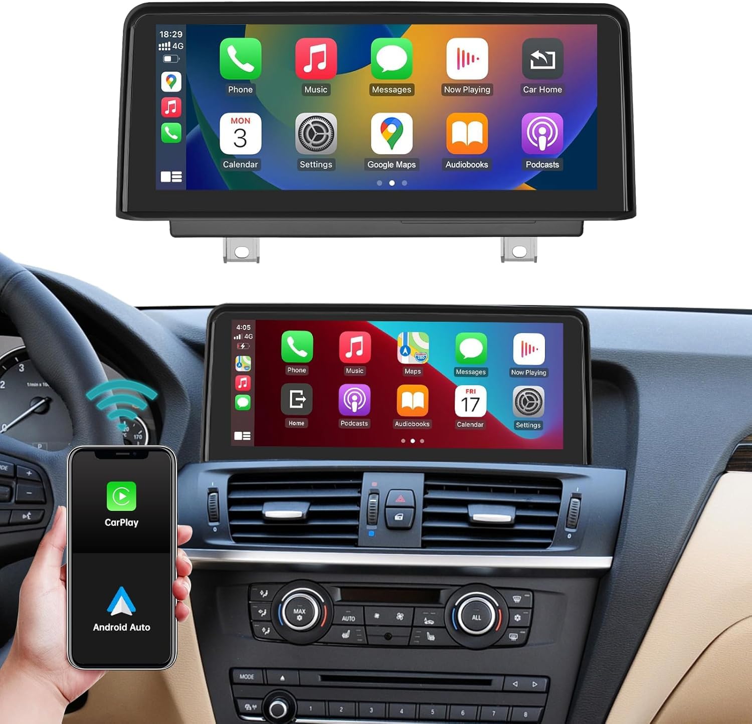 Écran Tactile d'autoradio 10,25" pour BMW X3/X4 série F25 F26 2011-2012 avec système CIC, Prise en Charge Apple CarPlay/Android Auto/Mirrorlink/Navigation, Mise à Niveau stéréo de Voiture