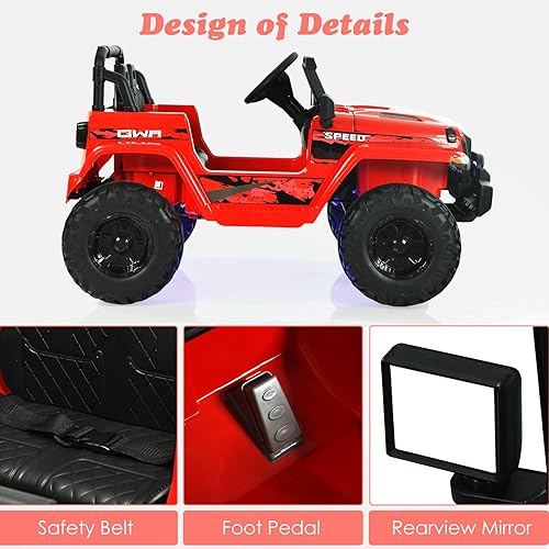 Miniatura 5 de OLAKIDS Camión de paseo para niños de 12 V con control remoto parental automóvil de juguete eléctrico alimentado por pilas 4 ruedas para vehículo de