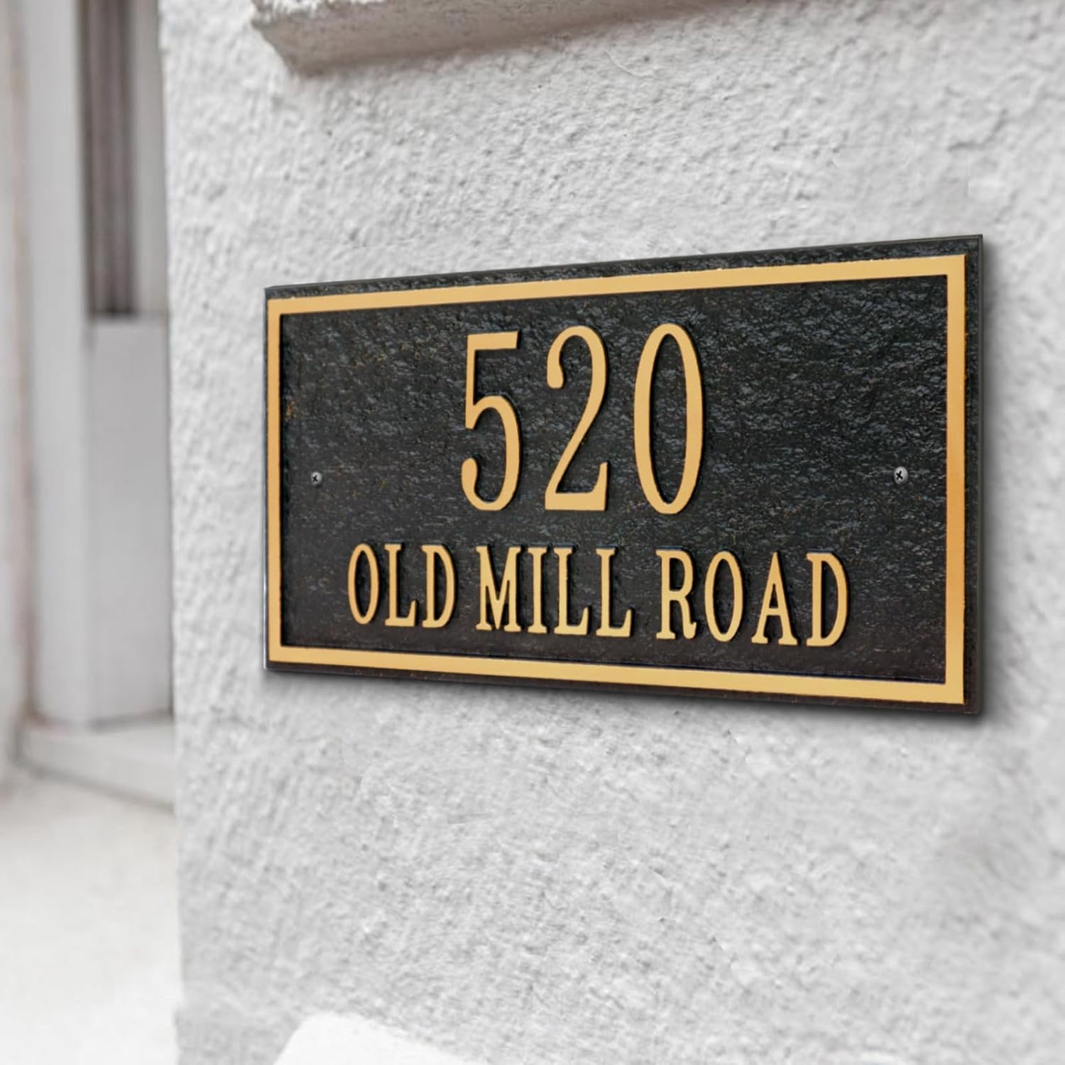 Custom Address Plaque Sign, Address Numbers Signs Plate for House Outside Yard,Apartment,Office,Mailbox,Street,Garage,911 Visibility Signage (Style 1,Black/Rose Gold)