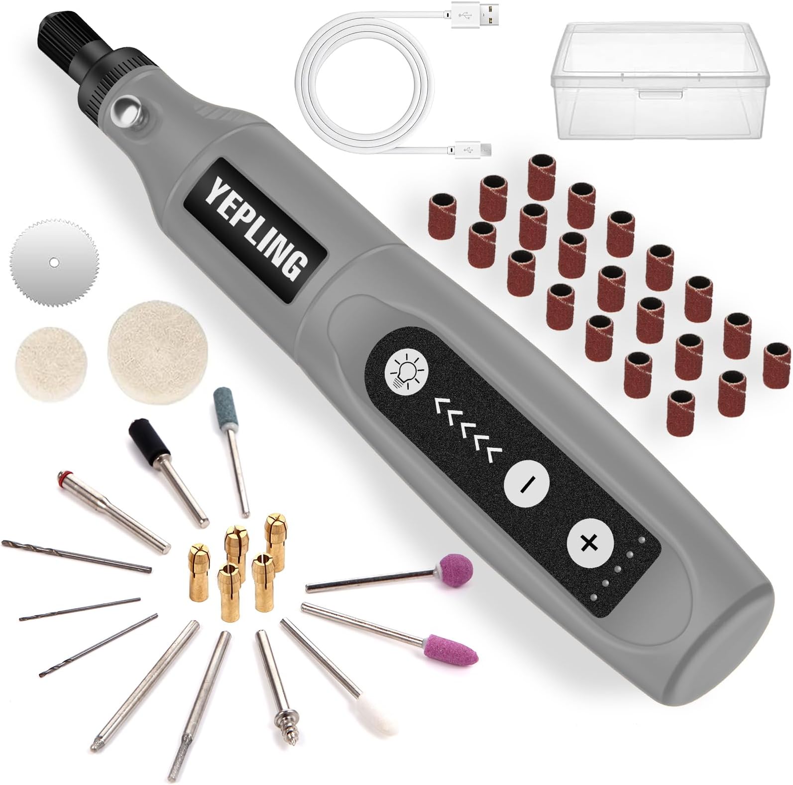 Outil Rotatif Multifonction Sans Fil - 3 Vitesses 5000-15000 Tr/min - 50 Accessoires - Mini Perceuse Pour Bricolage, Ponçage, Gravure