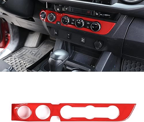 Miniatura 1 de 2016-2021 para Toyota Tacoma Accesorios de automóvil, consola de salpicadero, interruptor de control de A/C, decoración de panel ABS (rojo con 5