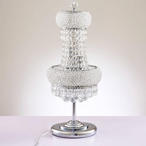 Miniatura 1 de BEIRIO 6 luces con acabado cromado estilo imperio clásico K9 bola de cristal para mesita de noche lámpara de noche para sala de estar comedor