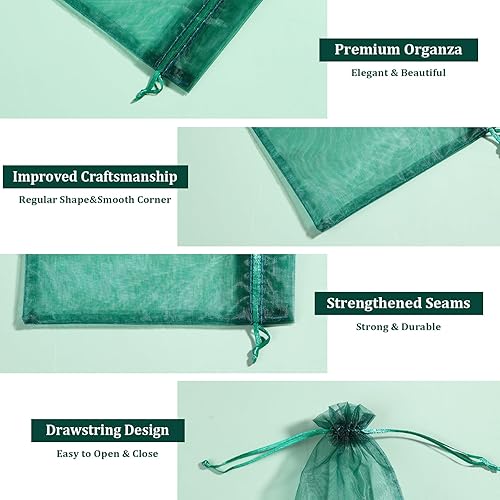 Miniatura 42 de Hopttreely 100 bolsas de organza transparente de alta calidad, bolsas blancas para recuerdos de boda, 4 x 4.72 bolsas de regalo de joyería