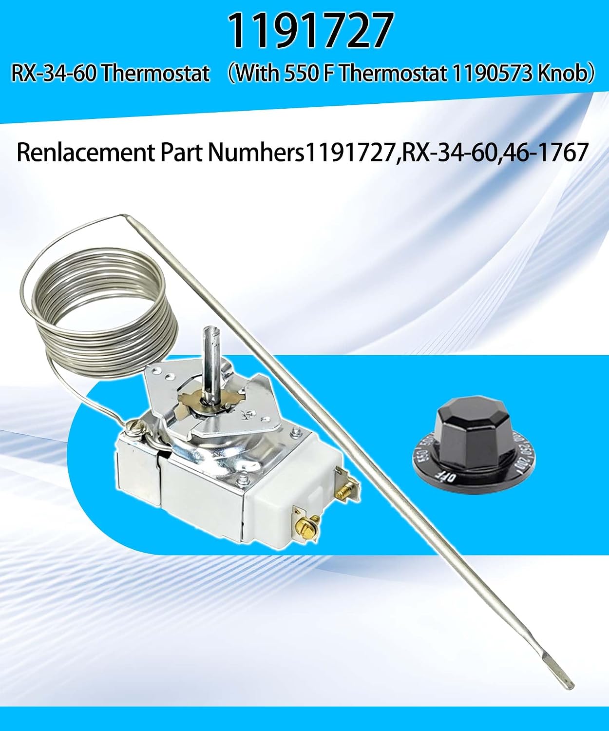 RX-34-60 Thermostat Replacement for Southbend Range 1191727 RX-Millivolt 550, for 5300 Series Electric Thermostat, Popular Infrared Broilers as Well as S Series and Ultimate Restaurant Ranges