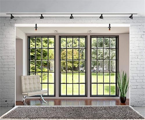 Miniatura 3 de CSFOTO Telones de fondo de ventana de poliéster de 7 x 5 pies para fotografía, video, oficina en casa, zoom de reunión, videoconferencia, sala de