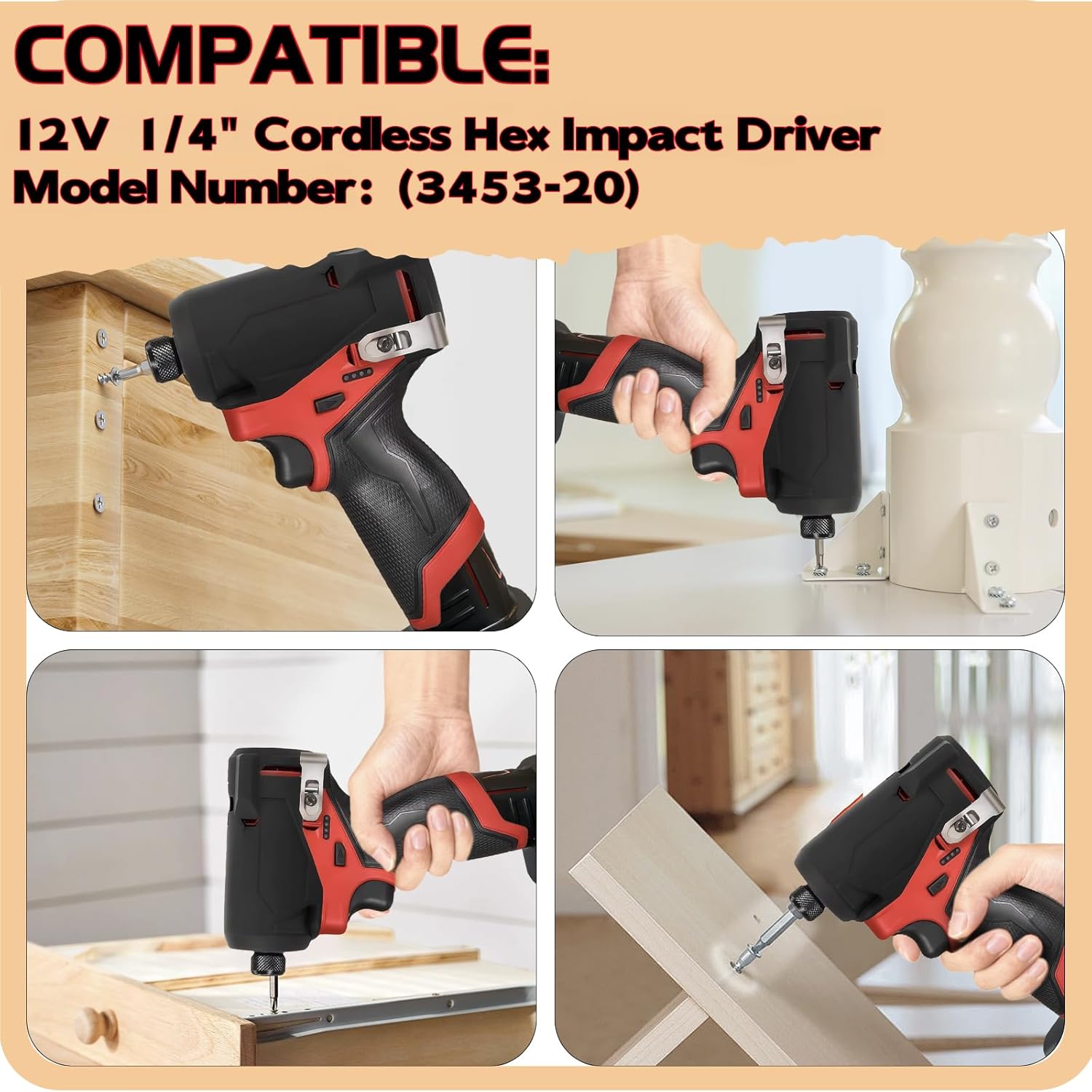 49-16-3453 Impact Driver Protective Boot for M12 FUEL 1/4" Cordless Hex Impact Driver 3453-20 - Replacement Protective Cover Case (1 Pack) (Black)