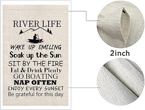 Vista 4 de POFULL River House Life Better Garden Yard Banderas – Regalo de cabaña, regalo de inauguración de la casa de montaña (bandera de vida)
