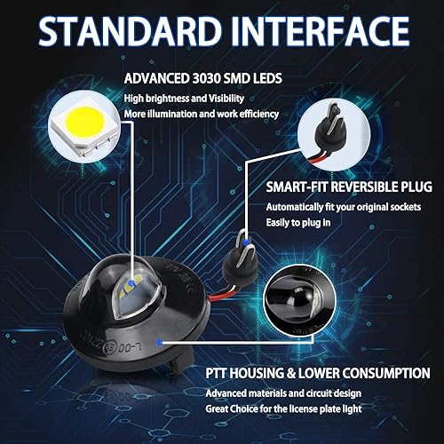 Miniatura 4 de Viesyled LED License Plate Light Tag Lamp Assembly Black Housing Lens Replacement for F150 F250 F350 F450 F550 Superduty Pickup Truck Bronco Mustang