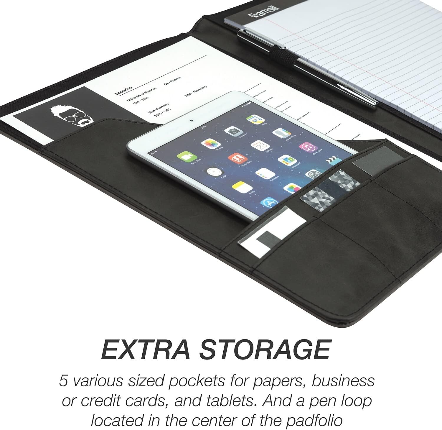 Samsill Two-Tone Padfolio, Resume Portfolio, Business Portfolio, with 8.5 x 11 Writing Pad, Gray & Black - Image 3