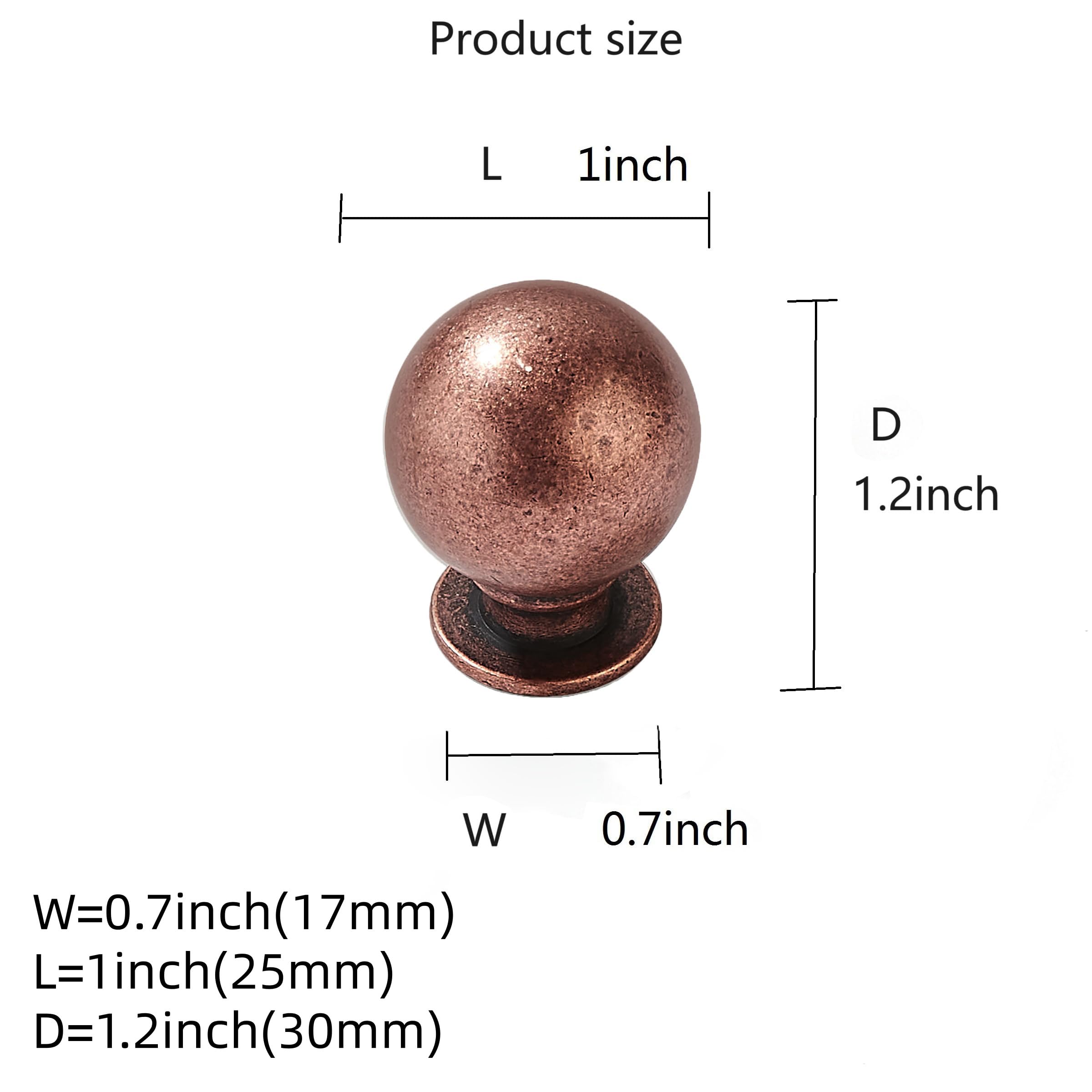 KHTUMEWARE-XDZ Round Knob, Antique Copper, 1 in (25 mm), 10-Pack in Antique Copper — KHTUMEWARE
