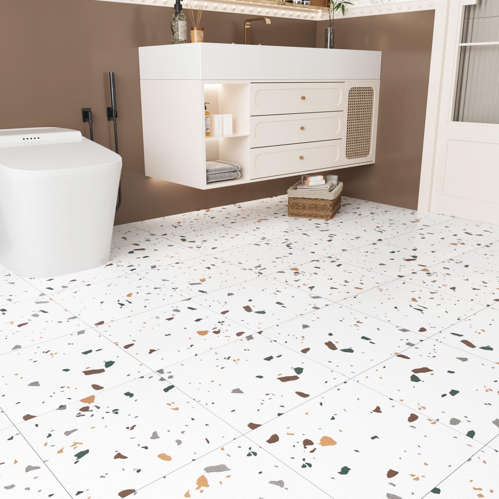 Piastrelle Adesive Pavimento Piastrelle Adesive PVC 30x60cm - Pavimento Autoadesivo Bianco Per Bagno, Cucina E Soggiorno Piastrelle Autoadesive - 4