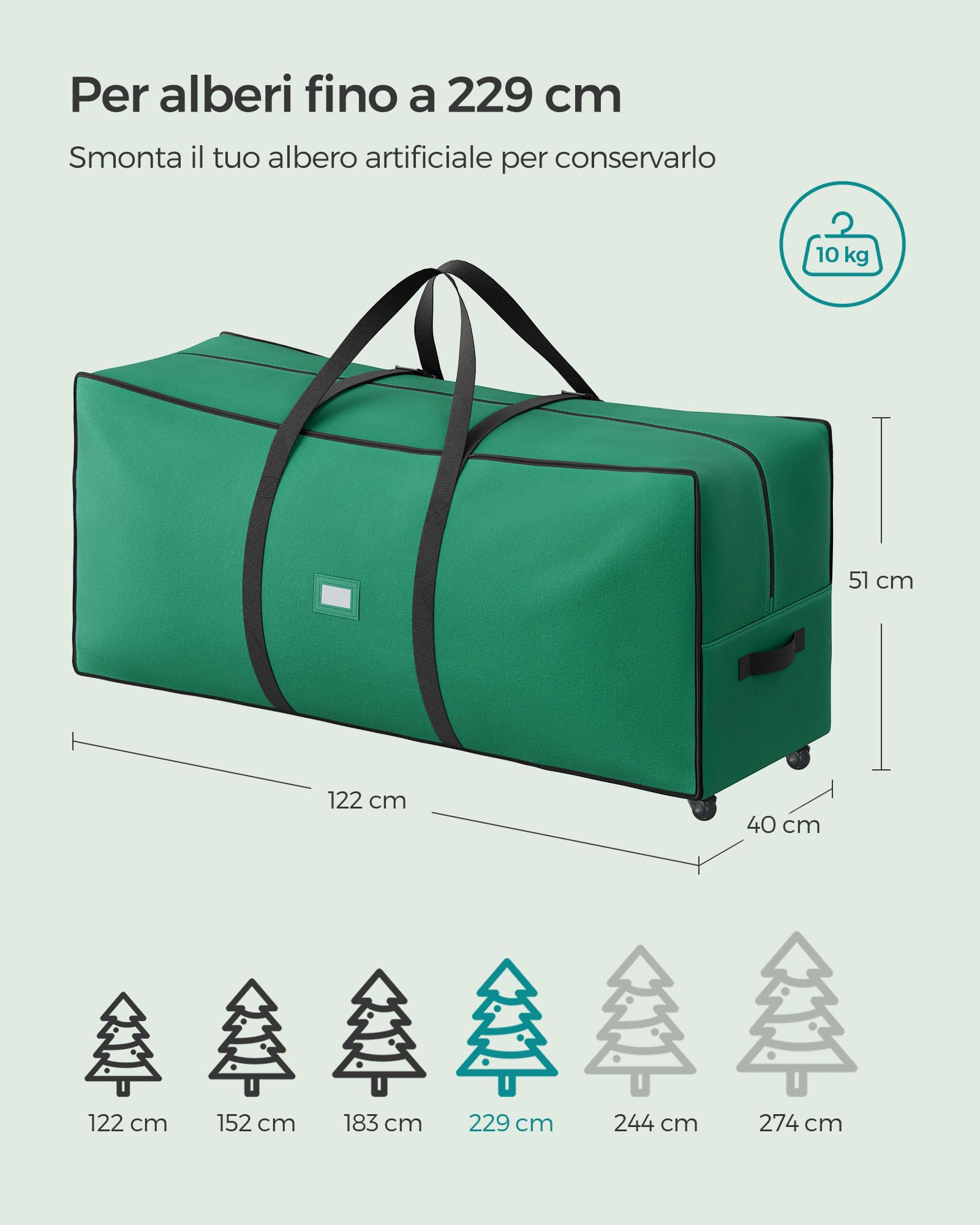 Scatola Rigida Per Albero Di Natale Borsa Per Albero Di Natale, Resistente, Impermeabile, In Oxford 600D, Contenitore Per Albero Di Natale Artificiale Da 7,5 Piedi, Chiusura Lampo Liscia Borsone Per Albero Di