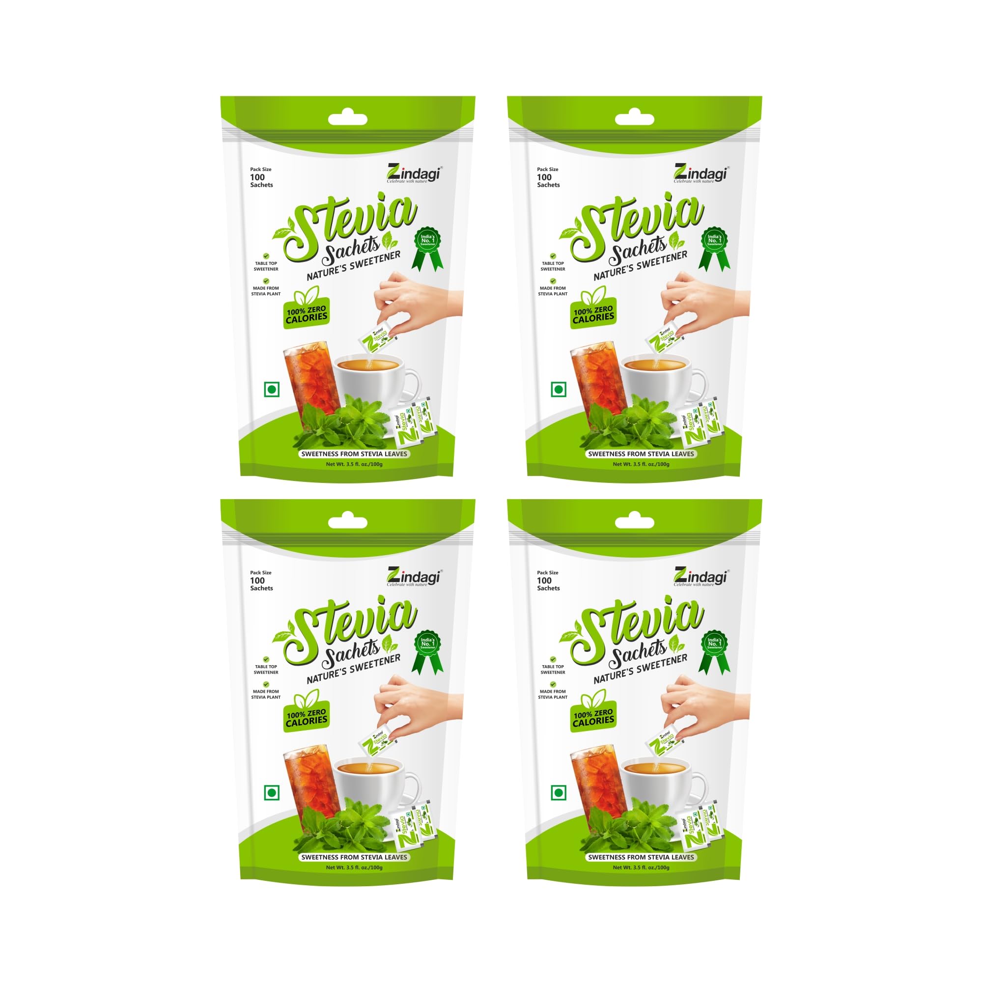 Zindagi Stevia Powder Sachets | Stevia Plant Sugar | Natural Sugar Free Sweetener | 400 Sachets (B07SG2B8S5) Amazon Price History, Amazon Price Tracker