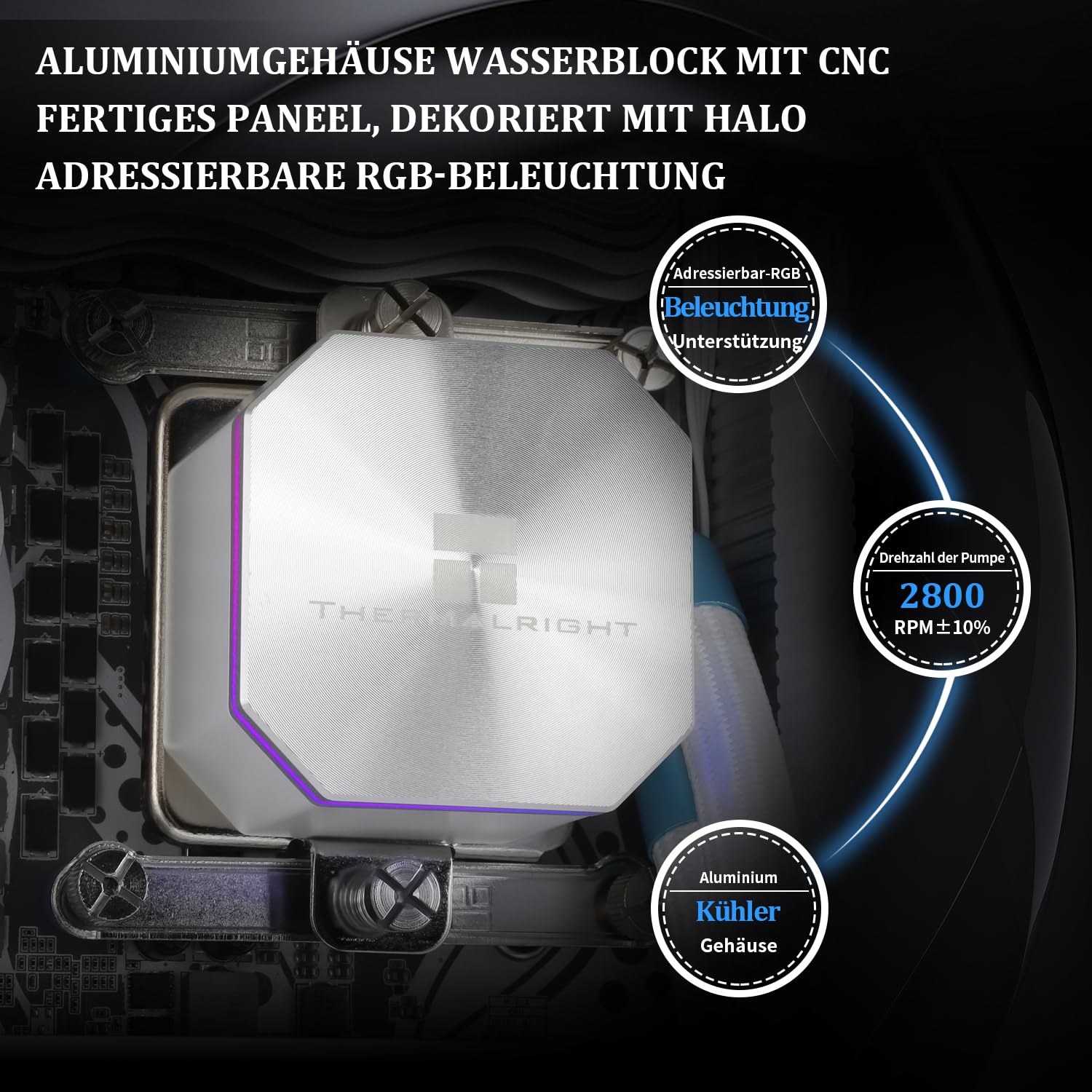 Thermalright Frozen Edge 360 White Refroidisseur d'eau liquide pour processeur avec ventilateur PWM 120mm, 360 Aio, dissipateur thermique à eau intégré pour AM4/AM5,lga1851