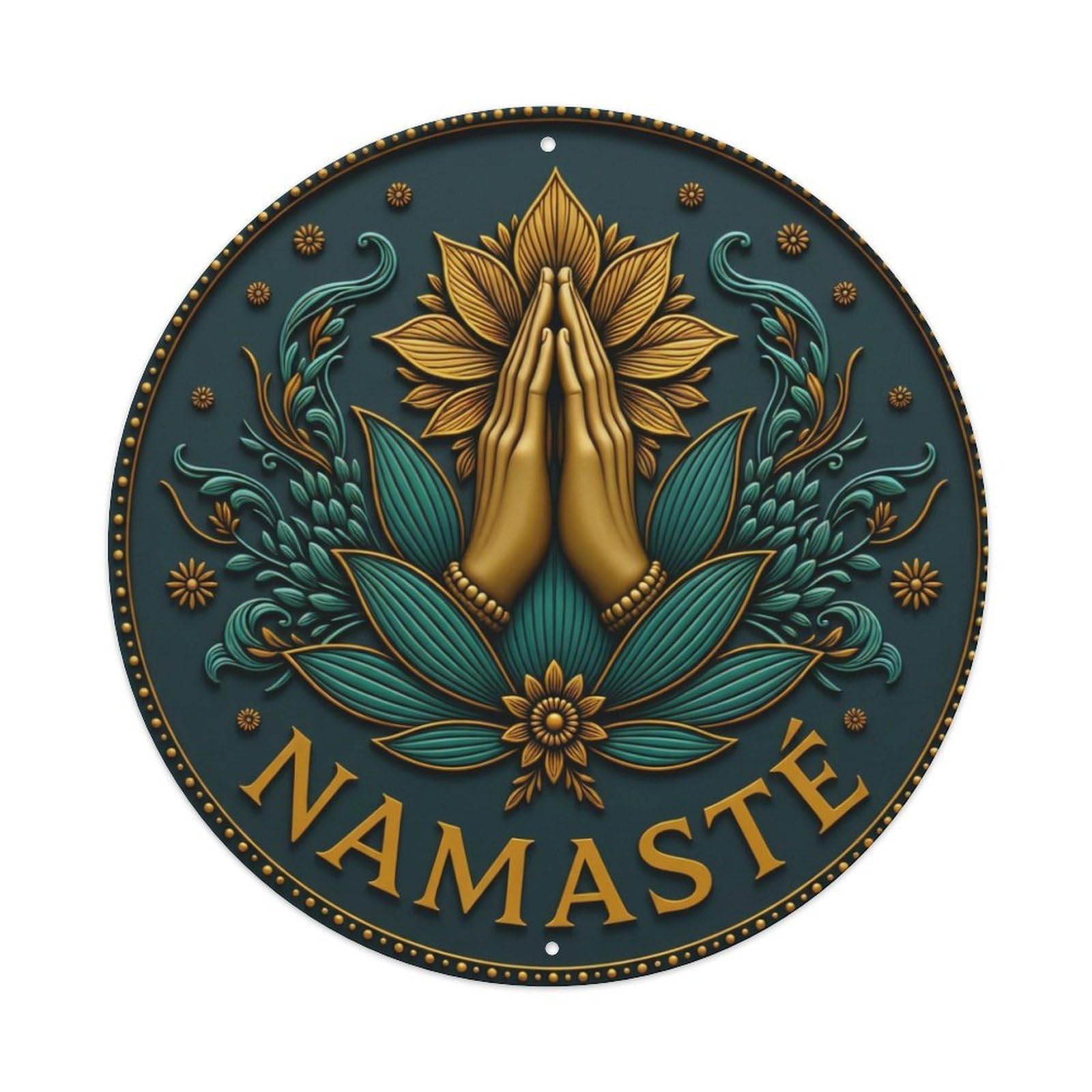 Fyrn Style Metal Tin Sign Vintage Namaste Praying Hands Flower Zen Yoga