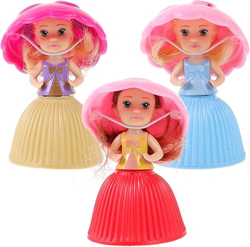 Alipis 3 piezas de magdalena princesa muñeca pequeña sorpresa regalo juguetes transformables postre juguete falso muffin para niñas bebé color y