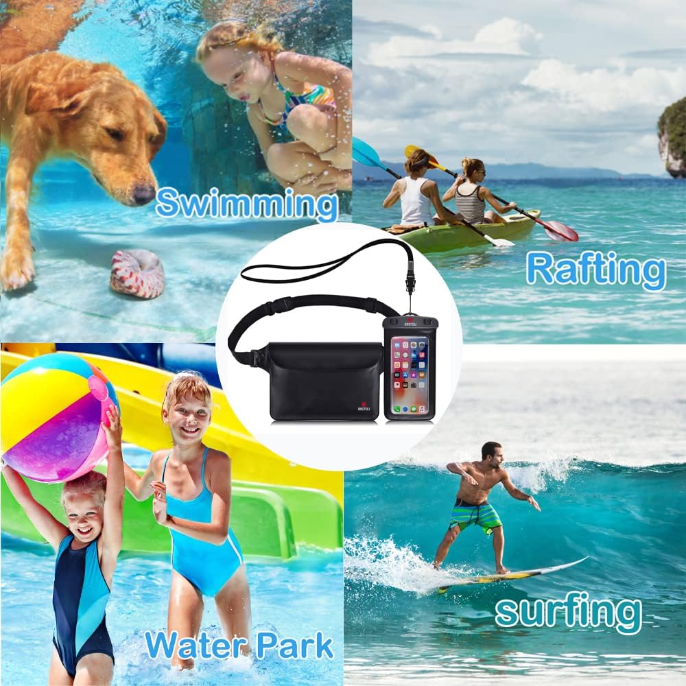BROTOU Waterproof Phone Pouch,Large Waterproof Bag with Fanny Pack, Dry Bags for Kayak, Waist Pouch Bag for Beach, Boating, Sailing, Swimming Compatible for 14/13 Pro/11 Pro/XR/XS/X/8/7 Galaxy S10