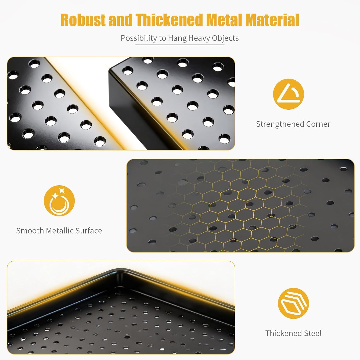 2 Pack Metal Pegboard Panels 24" x 12", Black | Heavy Duty, For Tool Storage, Pegboard Wall Organizer for Garage, Kitchen, Workshop & Office