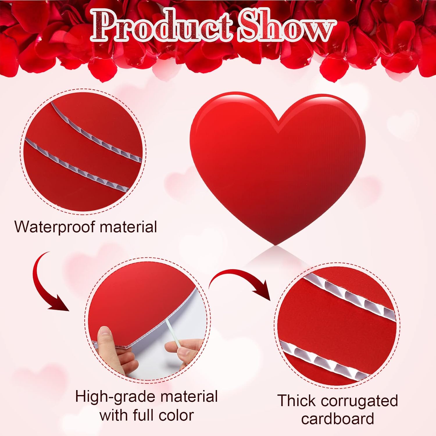 Kajaia 24 Pcs Valentine's Day Outdoor Decorations Heart Yard Signs with Stakes Valentines Yard Sign Waterproof Love Pathway Lawn Decorations for Valentine's Day Wedding Anniversary Garden Decor