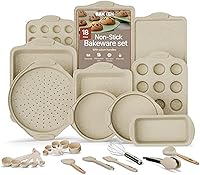 BAKKËNMASTER 18-Piece Nonstick Carbon Steel Bakeware Set with White Silicone Handles - Pro Oven Baking Pans & Accessories