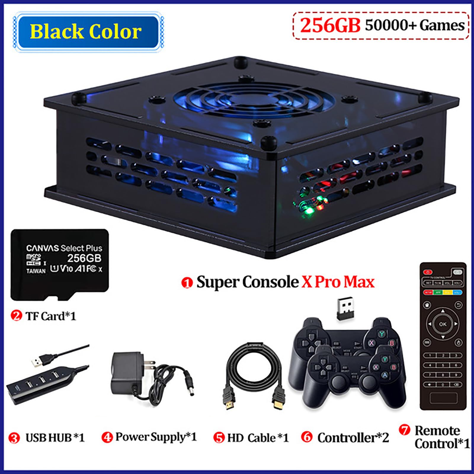 Super Console X PRO Plus da 256 GB, Console per Videogiochi retrò con Oltre 50.000 Giochi Integrati, Compatibile con PS1/PSP/MAME, Supporta Il Download di Giochi da Soli per PSP/N64/NDS/PS1