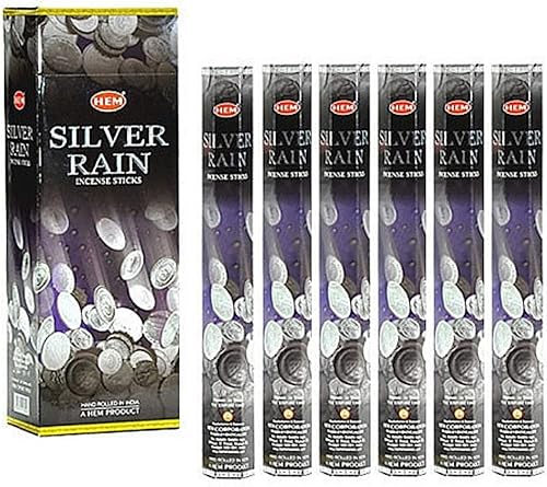 Hem Silver Rain - Caja de seis tubos de incienso de 0.71 oz