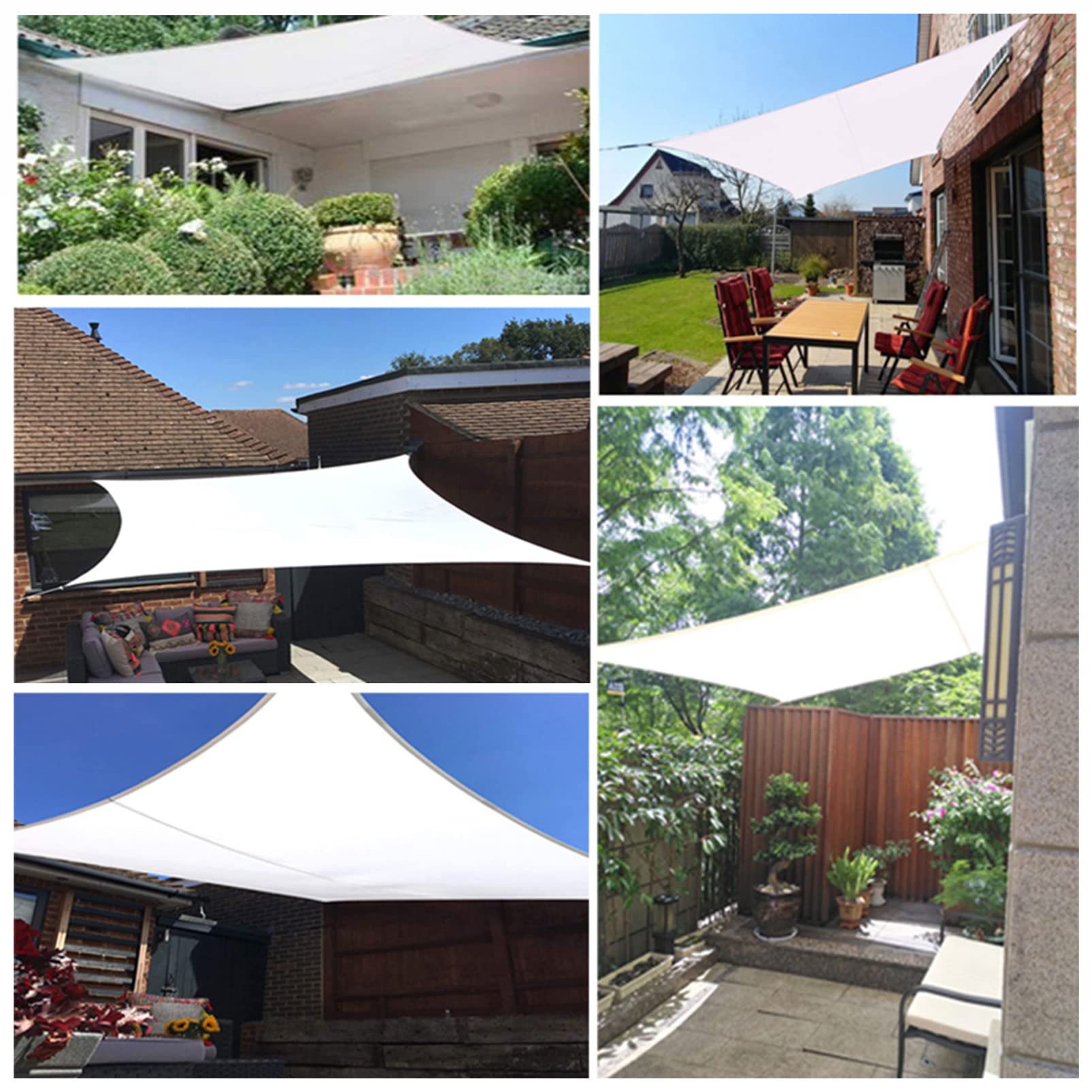 Żagiel przeciwsłoneczny Prostokątny Biały 3x5m Blok UV Markiza z baldachimem z zestawem montażowym Wodoodporny krem ​​​​przeciwsłoneczny do patio Przydomowy ogród Taras Basen Zewnętrzna wiata, łatwa w