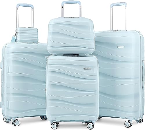 Melalenia Luggage Sets 3 Piece Expandable Suitcase Set, PP Hardshell Suitcase with Spinner Wheels,Lightweight Carry On Luggage with TSA Lock for