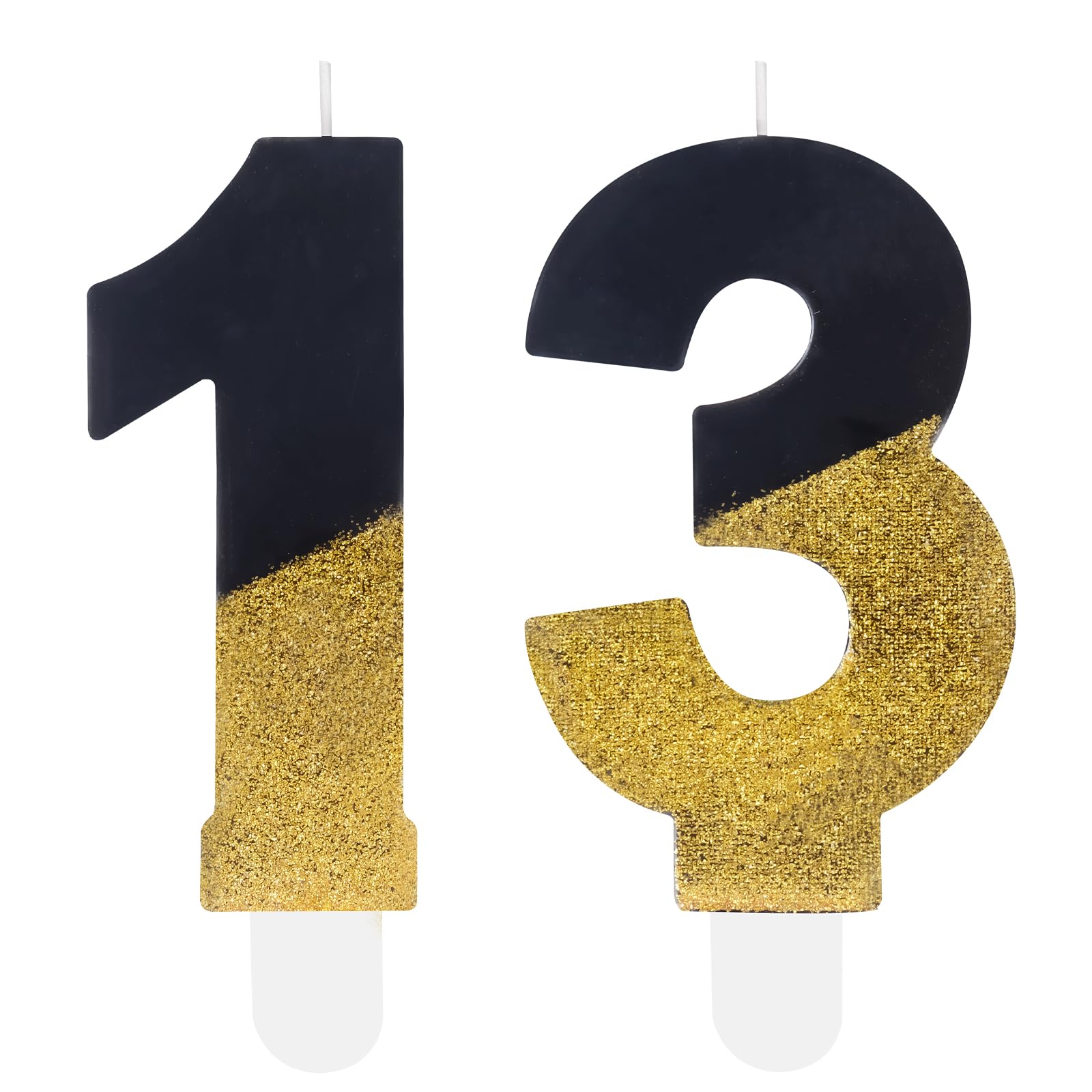 Black Gold Glitter 13th Birthday Candles, Number 13 Candles, Cakes Candle, Candles for Cake, Happy 13th Birthday Cake Topper Decorations for Girls