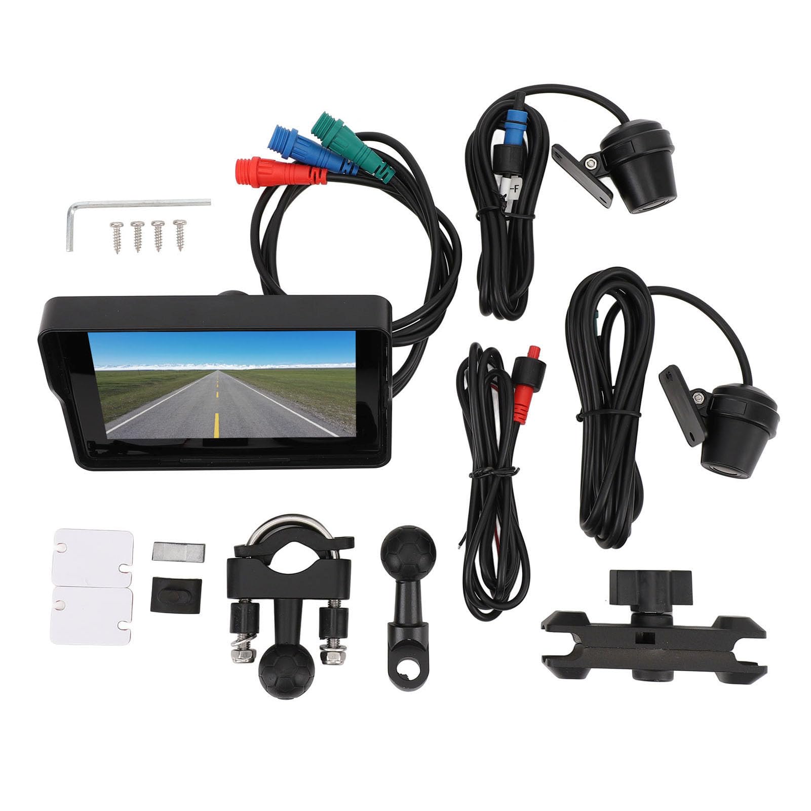 Navigatore GPS per Moto Doppio Resistente All'acqua Touchscreen IPS 5 Pollici Stereo per Moto per Auto (con DVR)