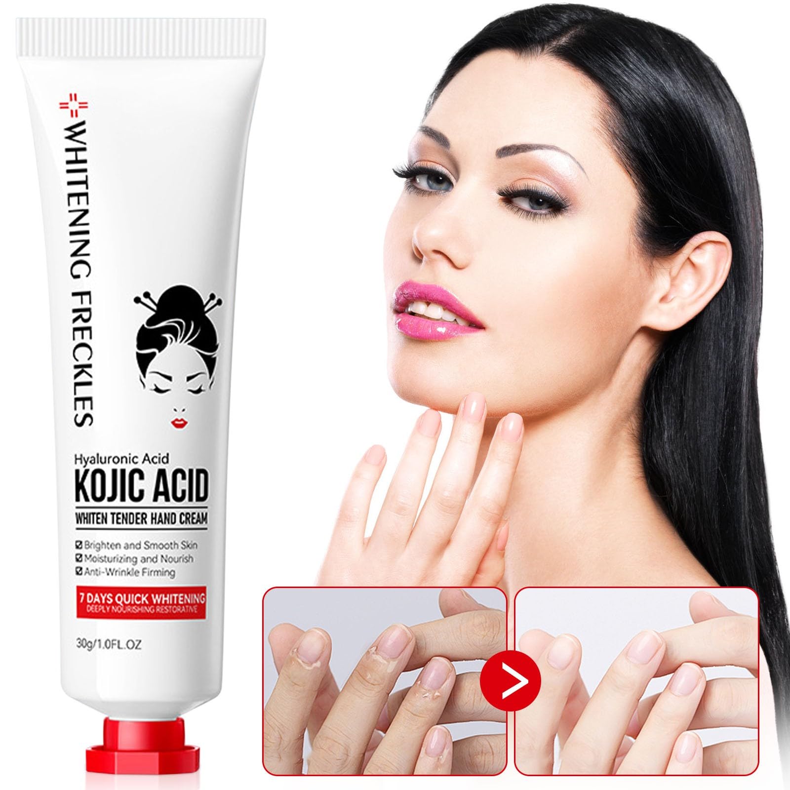 Lot de 3 crèmes à l'acide kojique pour les mains, soin hydratant anti-âge, teint uniforme, dommages du soleil et taches de vieillesse, taches sombres