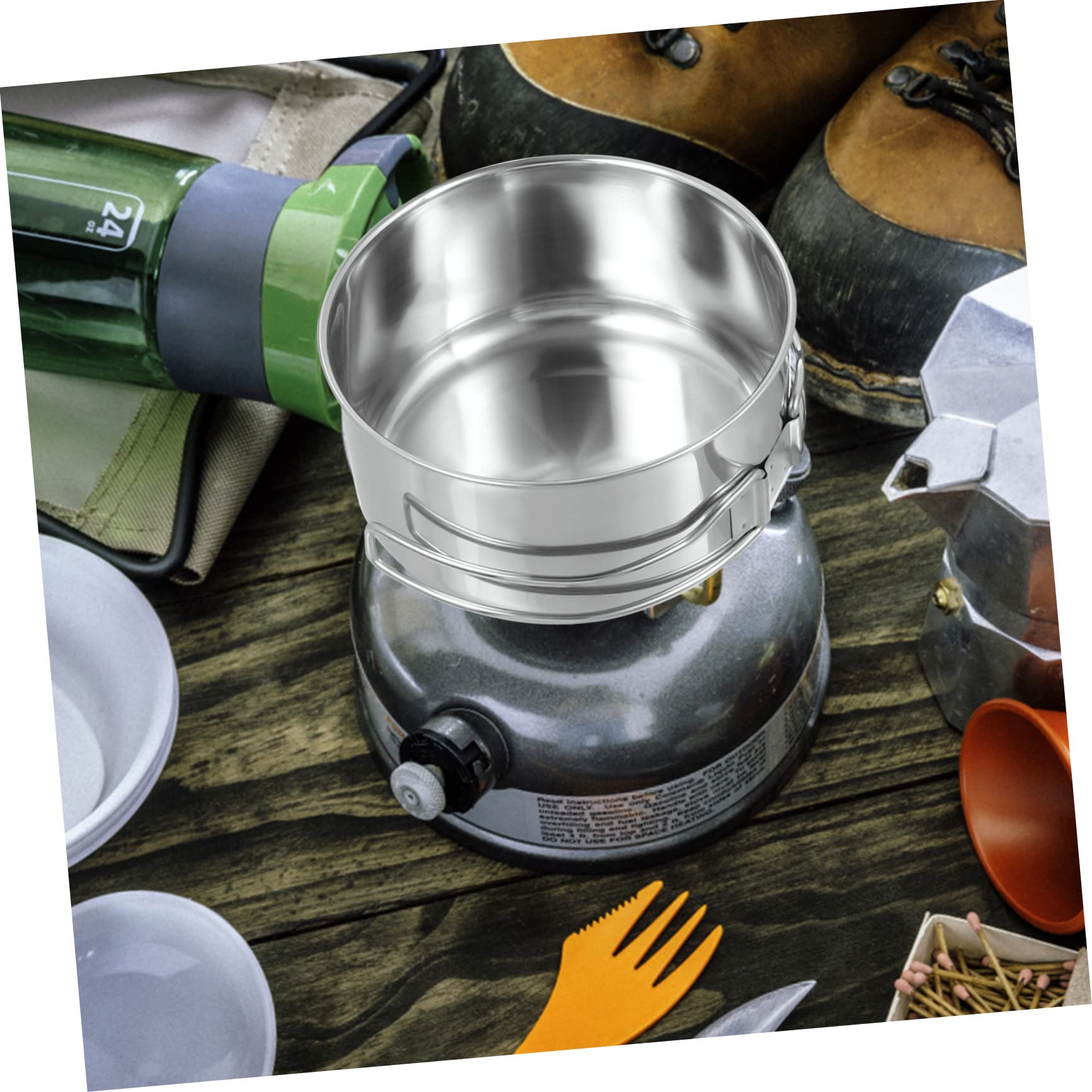 Toddmomy 16 Pcs Camping Pot Pan Set Stainless Steel Outdoor Cooking Set Stackable Cookware for Hiking and Picnic