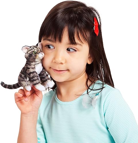 Miniatura 3 de Folkmanis Marioneta de dedo de gato atigrado mini, gris negro blanco