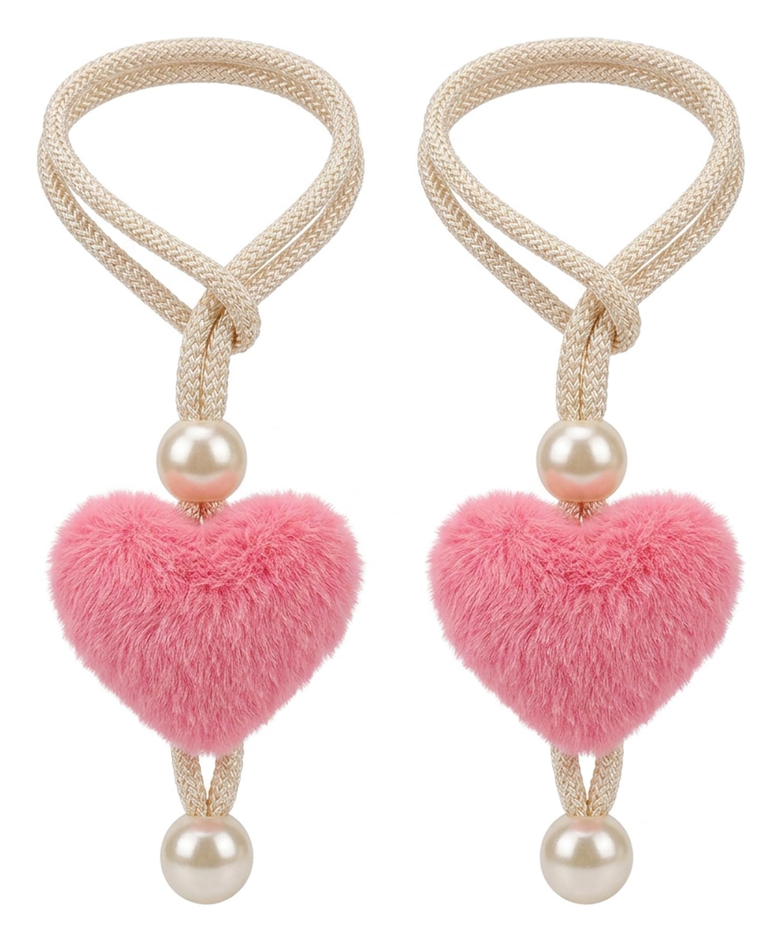 2PCS Curtain Tie Backs, Decorative Window Curtain Holders for Wall, Elegant Drapery Organization with Heart Design, Pearl Accent Curtain Strings for Living Spaces and Bedrooms-image-2