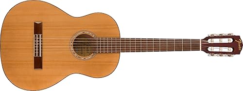 Fender Guitarra acústica clásica, con 2 años de garantía, pequeña guitarra para principiantes (tamaño 34) con cuerdas de nailon (Easier en los